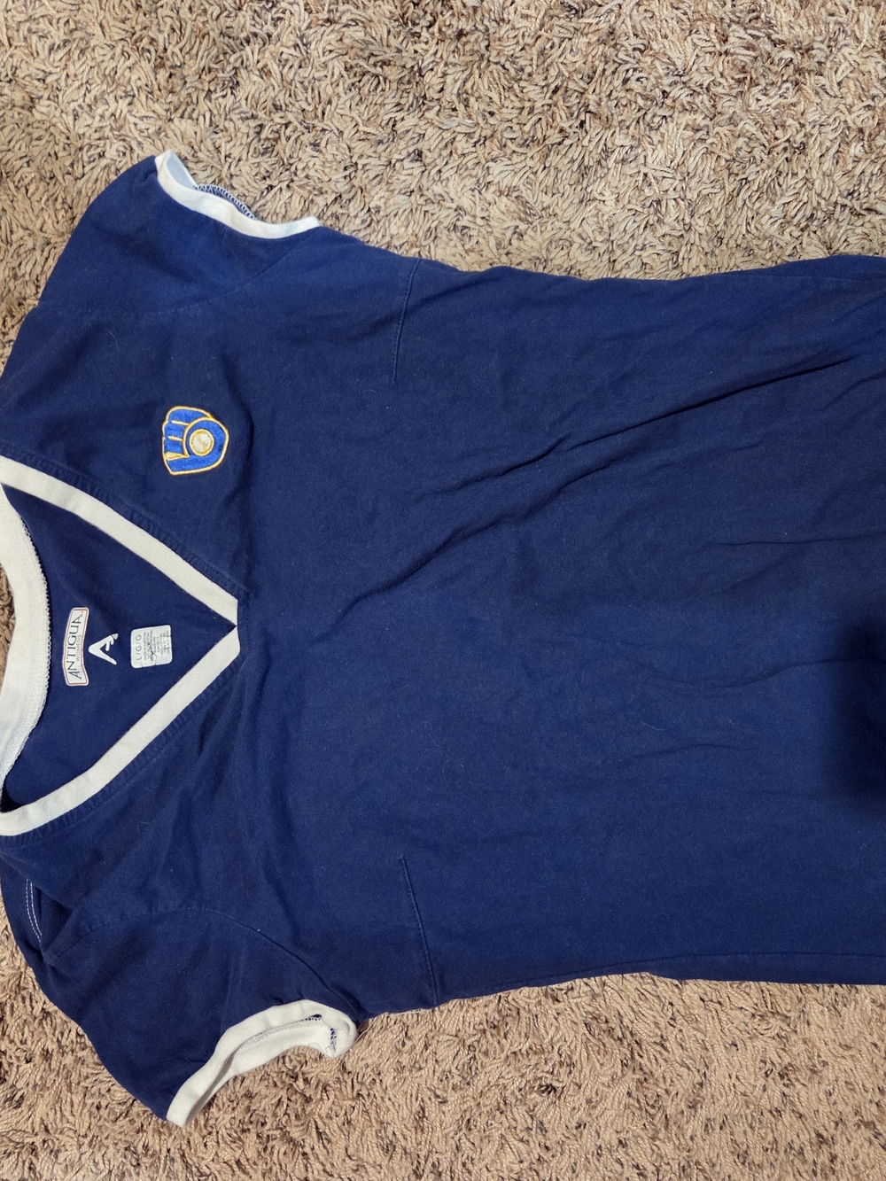 Womens size large short sleeved v neck Milwaukee Brewers shirt